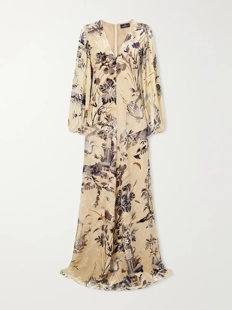 printed floral jacquard maxi dress
