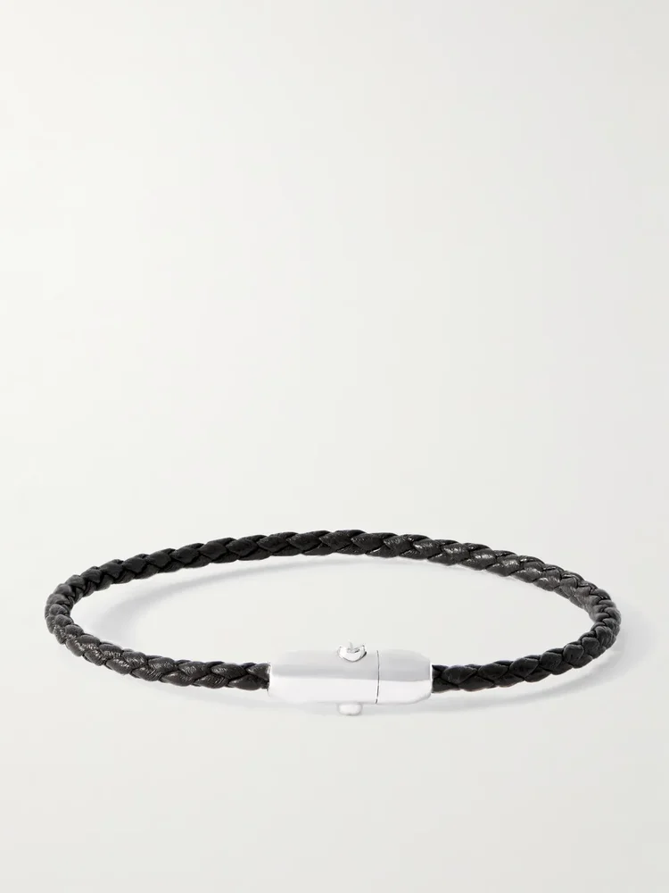 Sterling Silver Intrecciato Leather Bracelet
