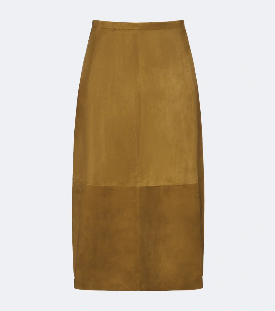 Suede midi skirt
