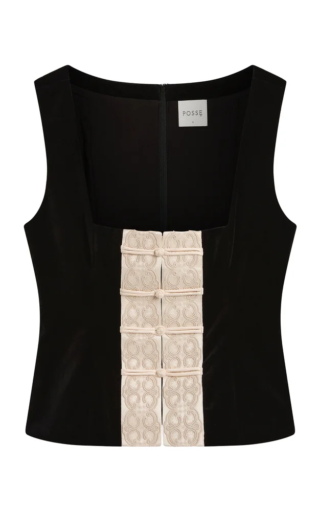 Florian Embroidered Cotton Velvet Top
