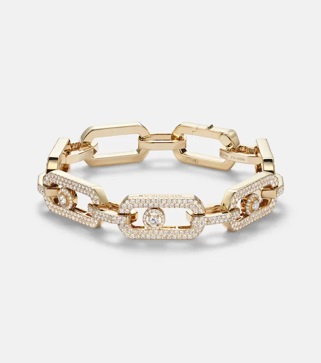 So Move XL 18kt gold chain bracelet with diamonds