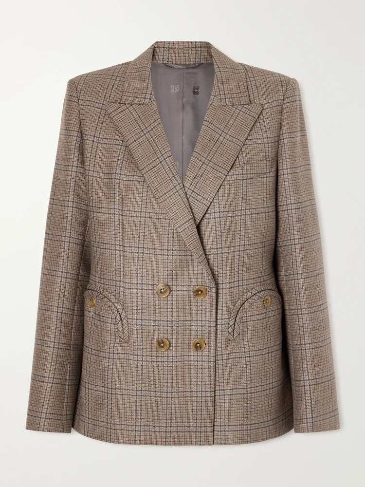 Saona Charmer double-breasted checked virgin wool blazer