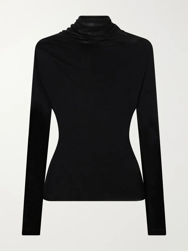 Gathered stretch-jersey blouse