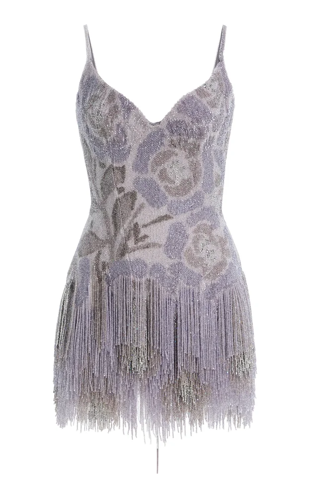 Embellished Satin Mini Dress