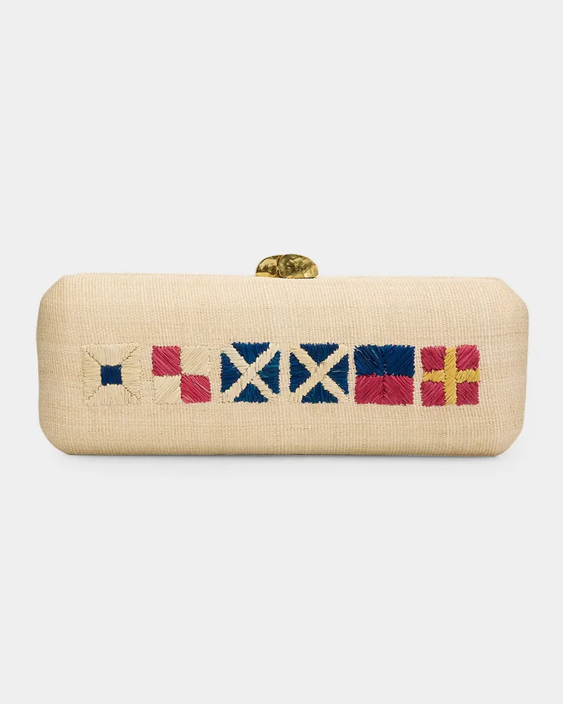 Summer Embroidered Straw Clutch Bag