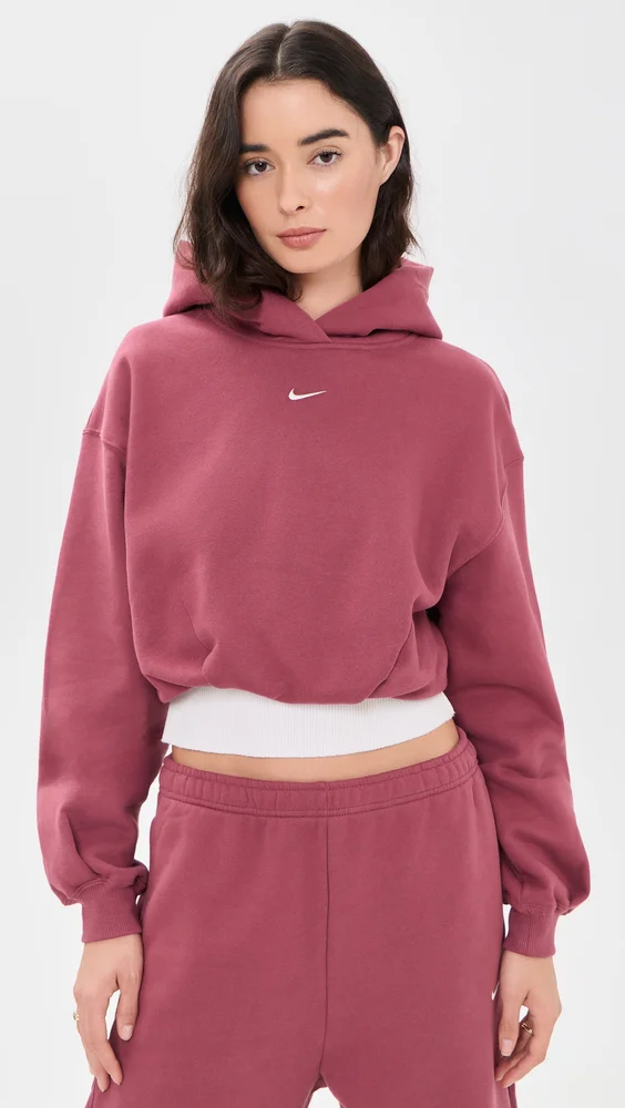 Studio Fleece Cropped Crew Neck Hoodie