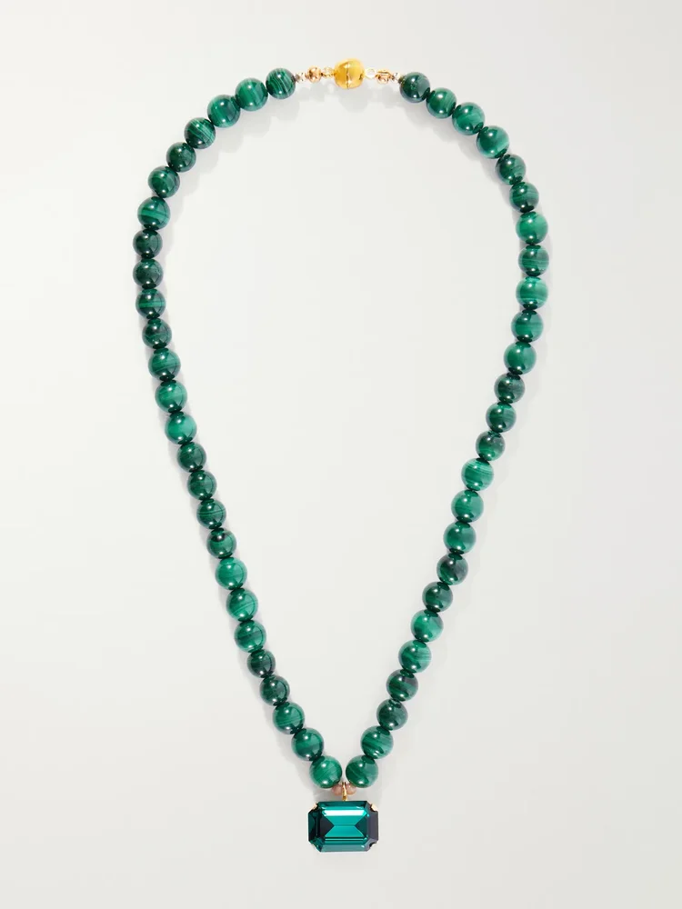 Sidonie gold-tone malachite and crystal necklace