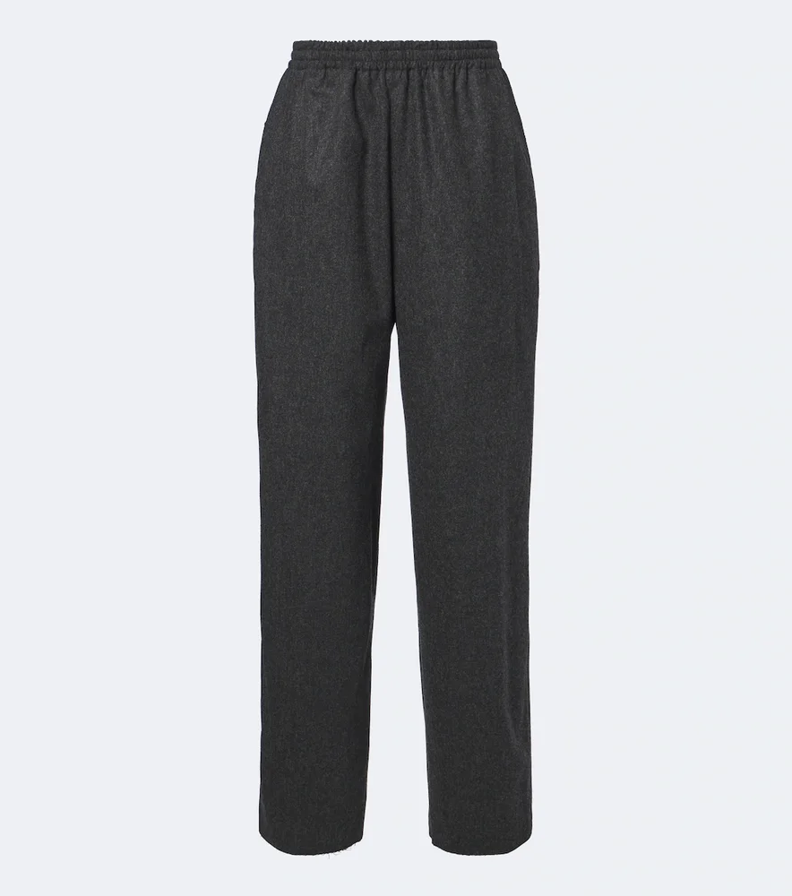 Wool flannel wide-leg pants