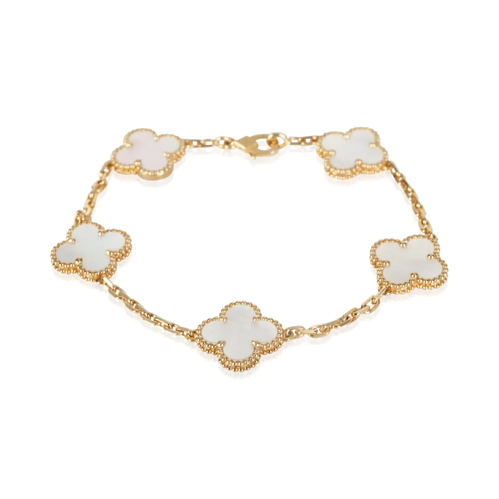 Pre-Owned Yellow Gold Mother Of Pearl Vintage Alhambra Bracelet