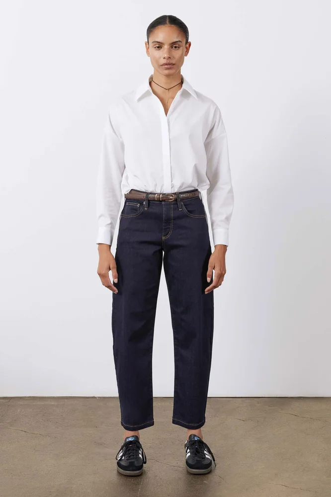 Classic Barrel Leg Jeans, Rich Dark Wash