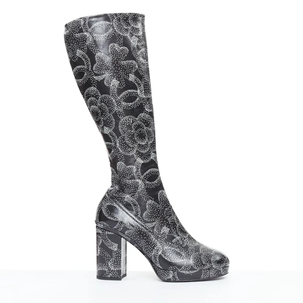 Women's Chanel 2023 Dotted Logo Tall Boots