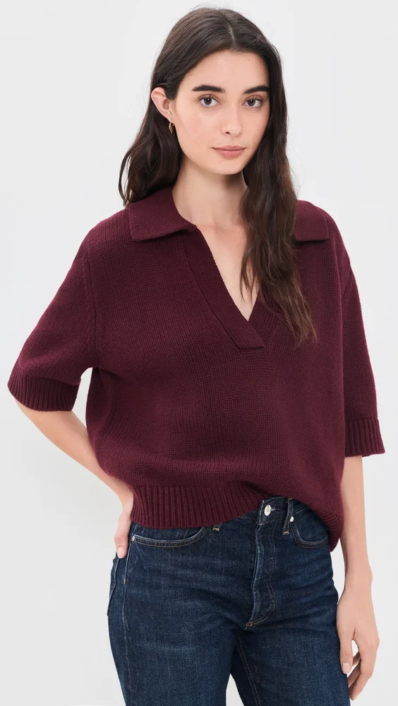 Short Sleeve Henley Sweater
