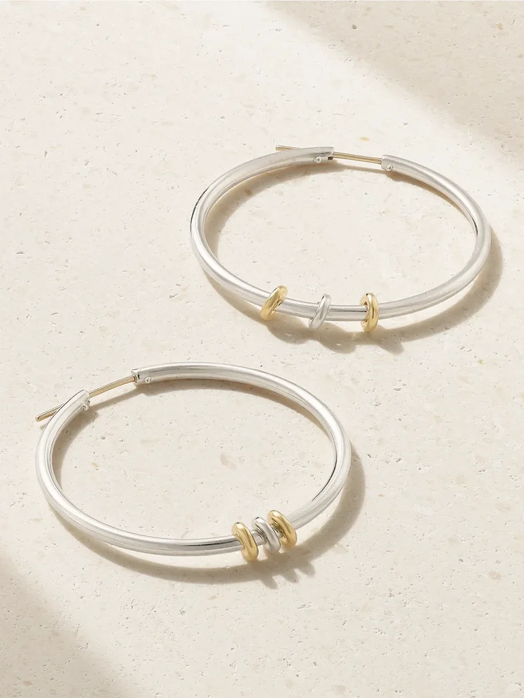 Pegasus sterling silver and 18-karat gold hoop earrings