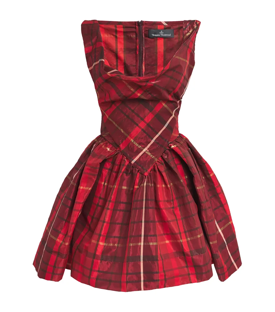 Satin Tartan Sunday Mini Dress