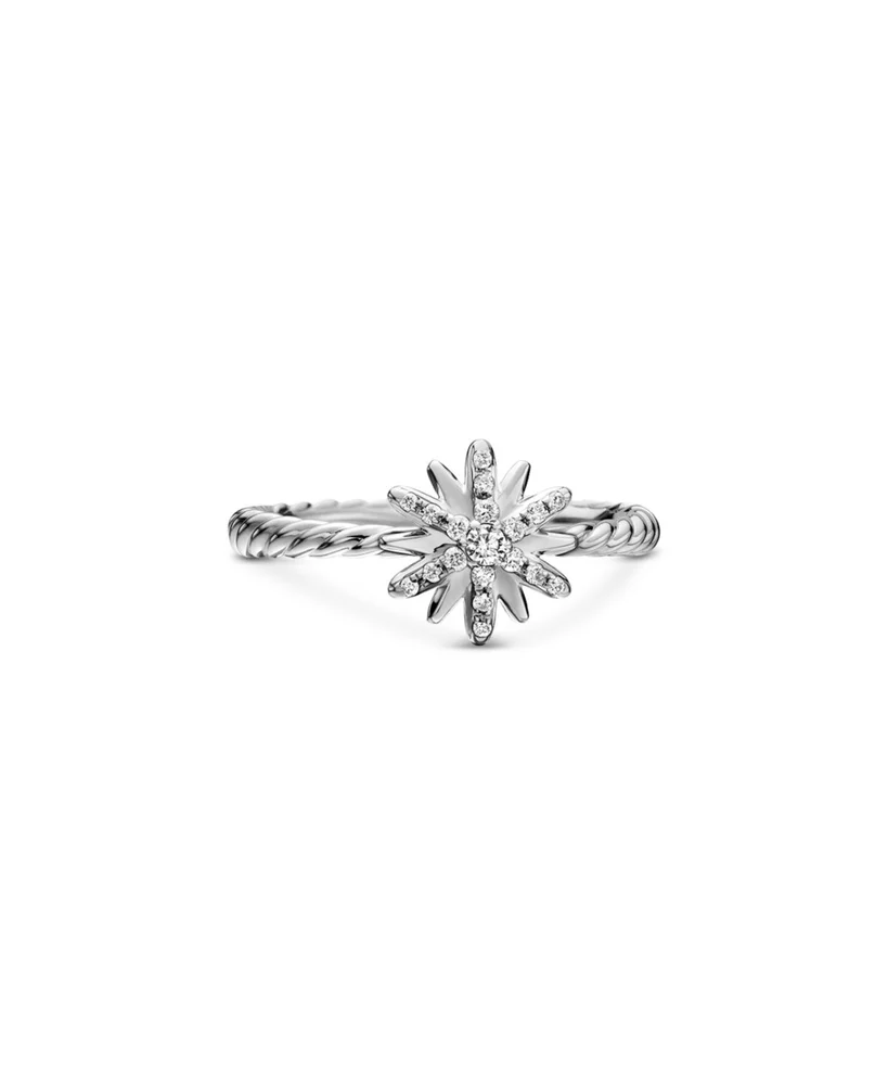 Sterling Silver Petite Starburst Station Ring with Diamonds