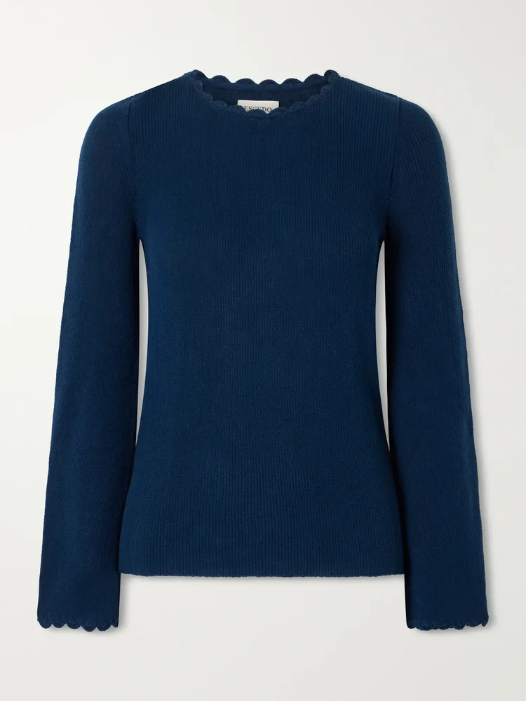 Bernabe scalloped ribbed cotton sweater