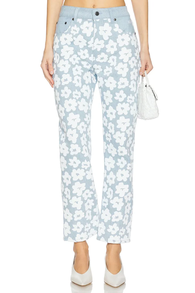 Flower Print Wide Leg Jeans
