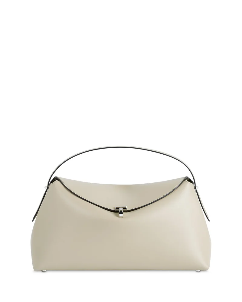 T-Lock Smooth Leather Convertible Top Handle Bag in Fawn