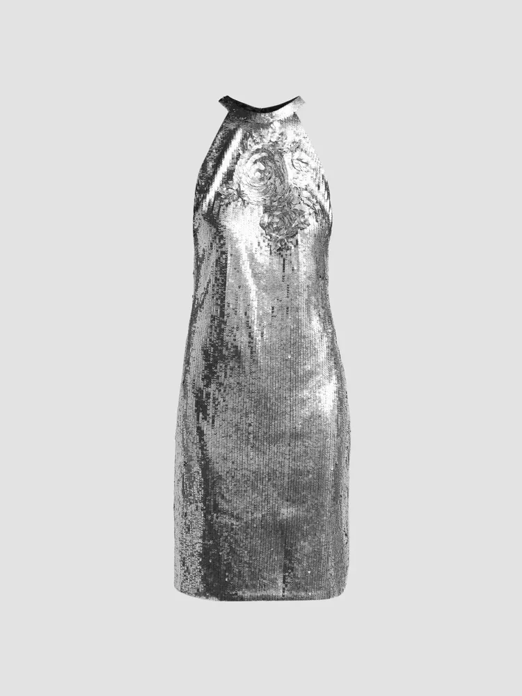 Maris Sequined Hand-Beaded Knee-Length Dress