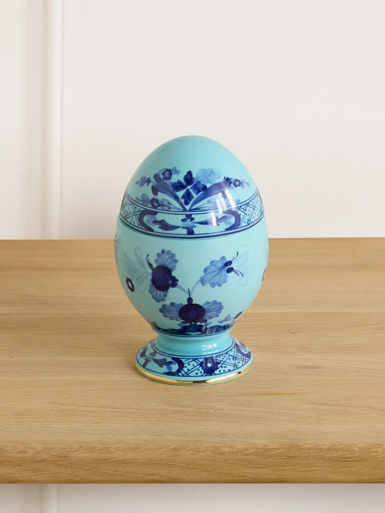 Oriente Italiano Iris porcelain egg ornament