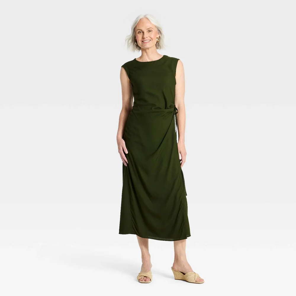 Side-Tie Wrap Midi Dress