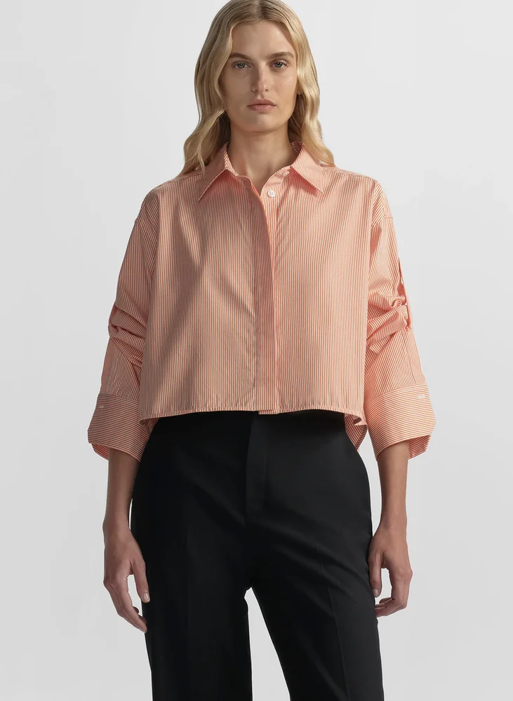 Maude Cropped Cotton Stripe Shirt