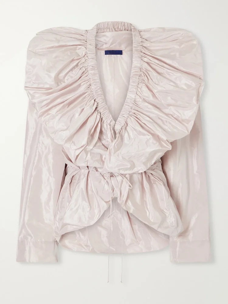 Sata gathered duchesse silk-satin blouse