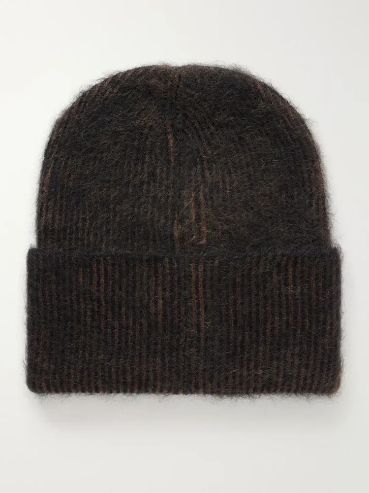 Brushed Ribbed Mohair-Blend Beanie