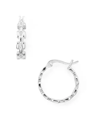 Chain-Effect Sterling Silver Hoop Earrings - Exclusive
