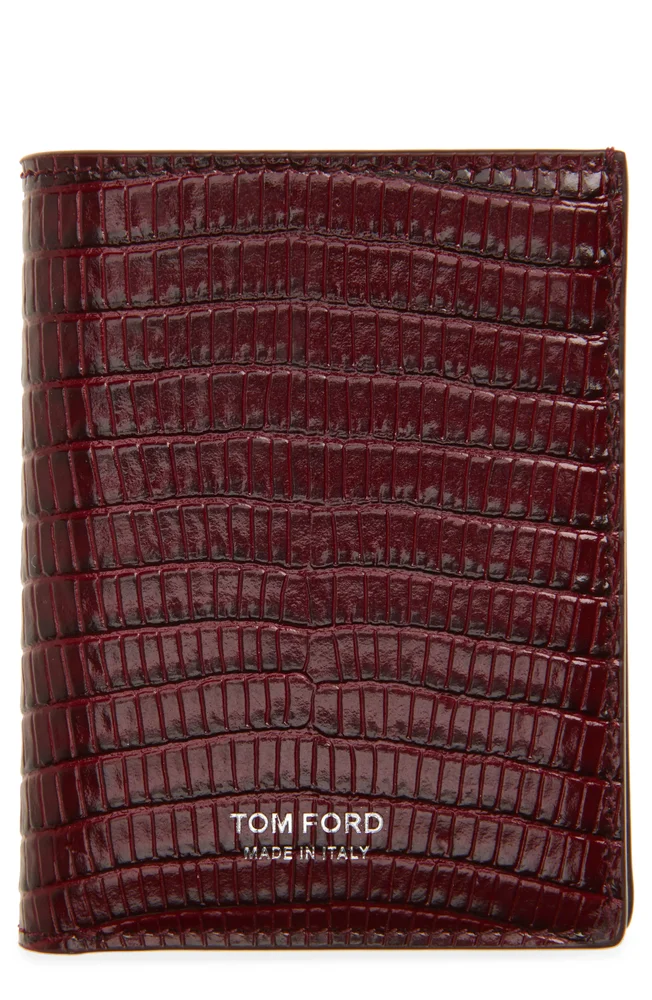 Lizard Embossed T-Line Folding Card Holder