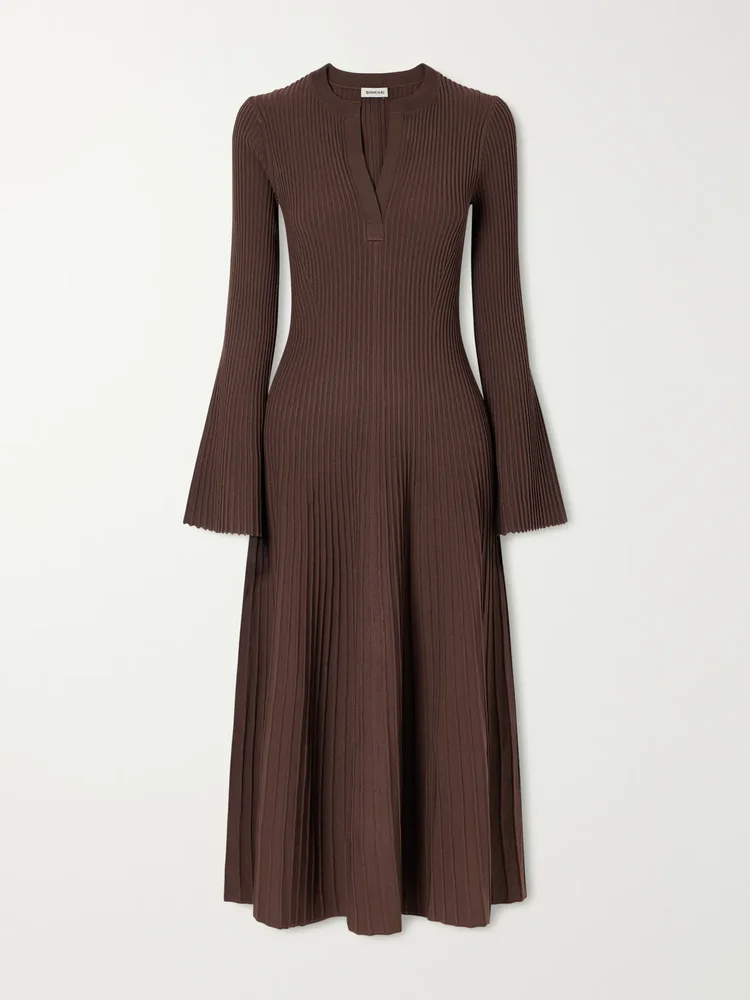 Genna ribbed woven midi dress
