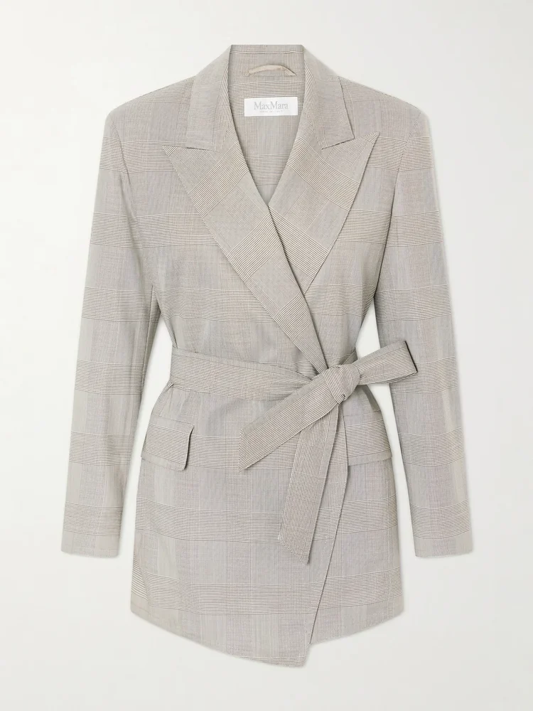 Nasello belted checked wool blazer