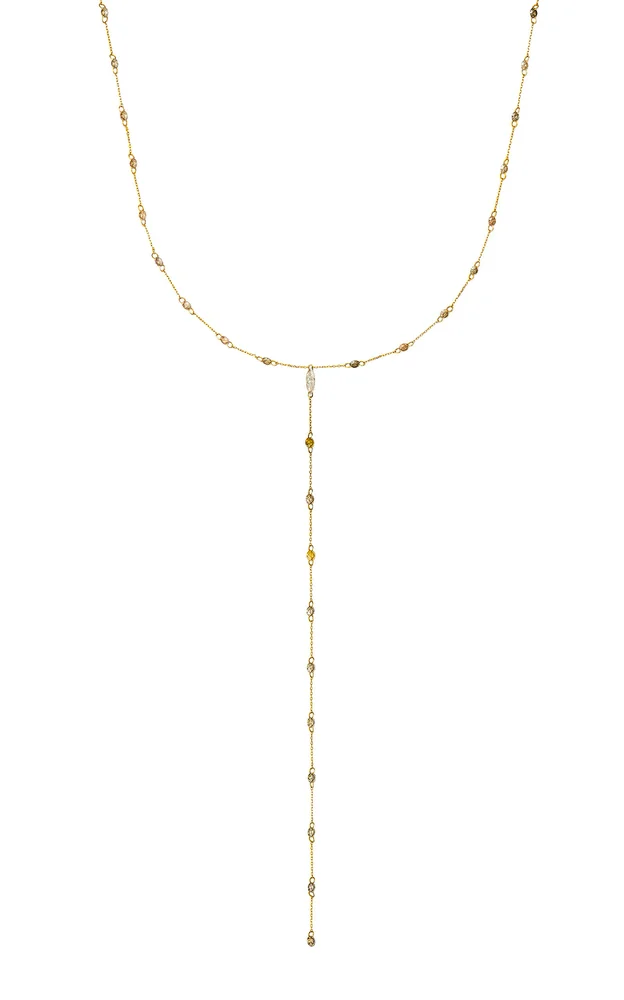 Fancy Color Drilled Diamond Lariat Necklace