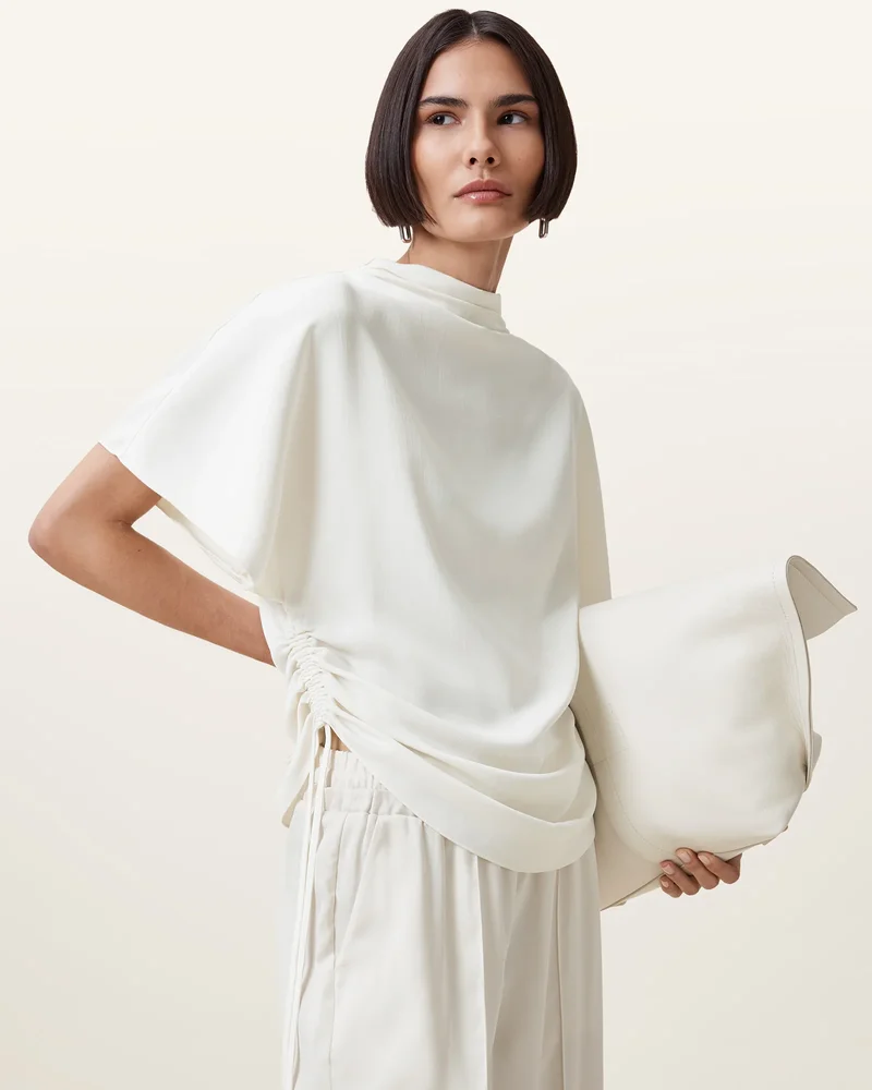 Leslie Satin Short Sleeve Top