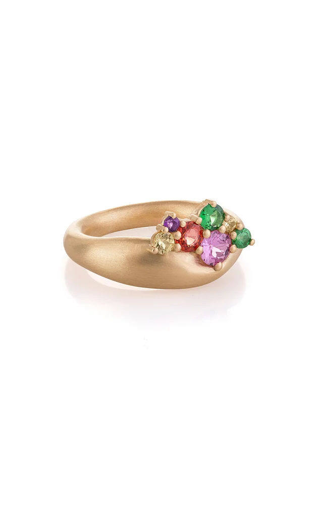 Dancing Joy 18K Yellow Gold Diamond and Sapphire Ring
