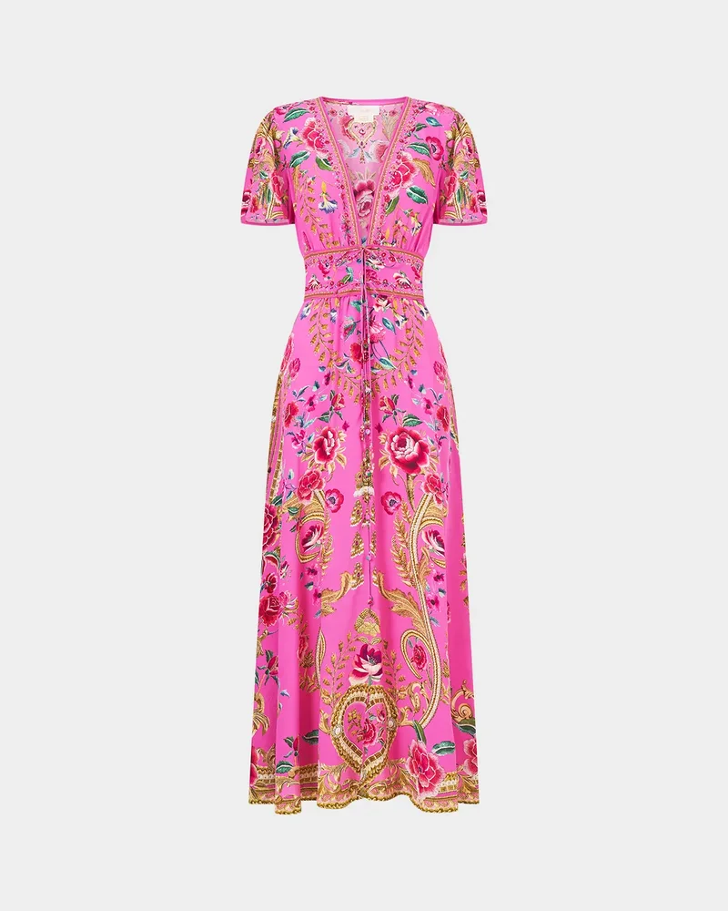 Matadora Flora V-Neck Tie-Front Midi Dress