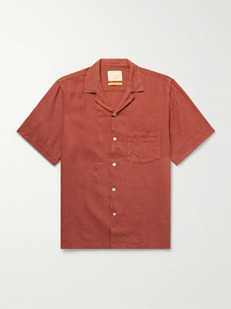 Camp-Collar Linen Shirt