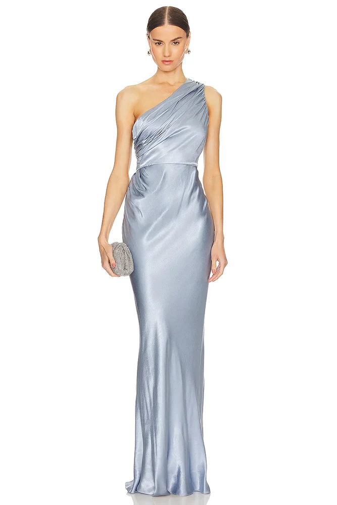 La Lune Gathered One Shoulder Maxi Dress
