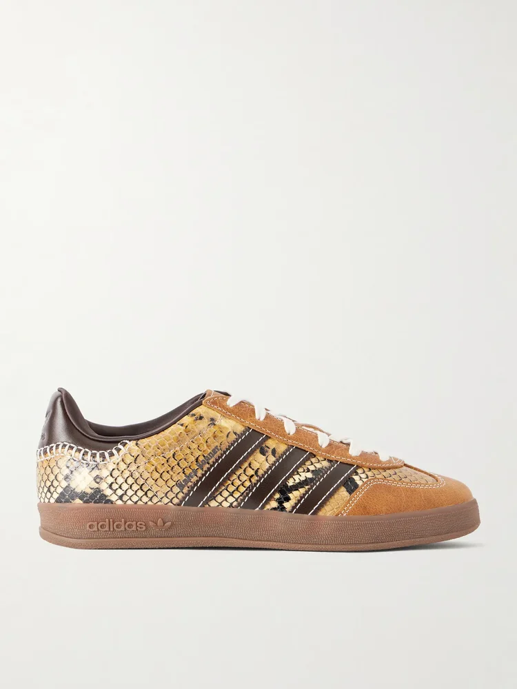 + Wales Bonner Gazelle snake-effect lace-up leather sneakers