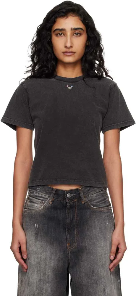 Black Pierced Fitted T-shirt