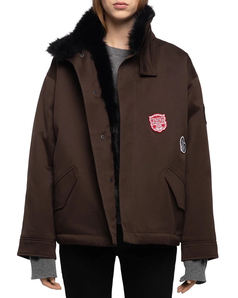Kadris Cotton Faux Fur Trim Coat