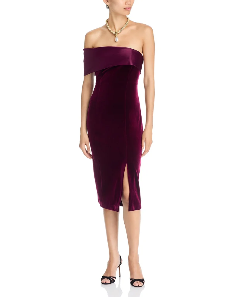 Velvet One Shoulder Cocktail Dress