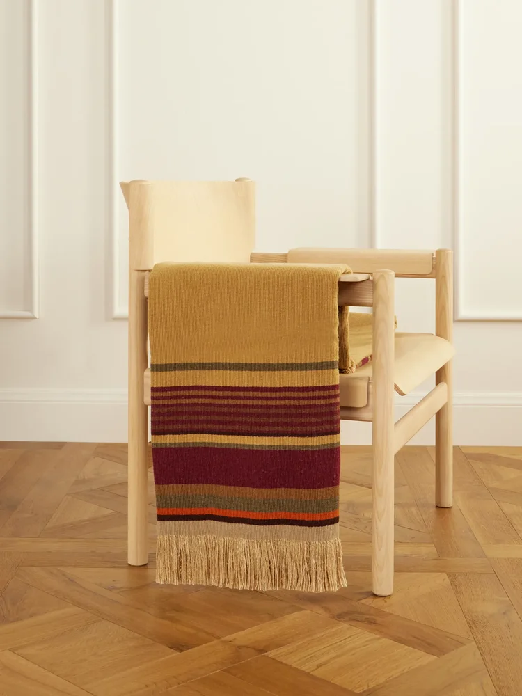 Grottesco fringes striped woven throw