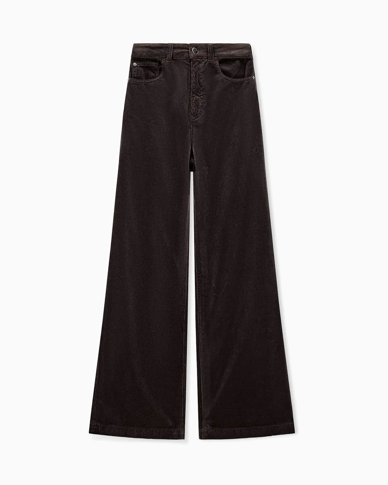 Wide-leg five-pocket trousers in garment-dyed corduroy