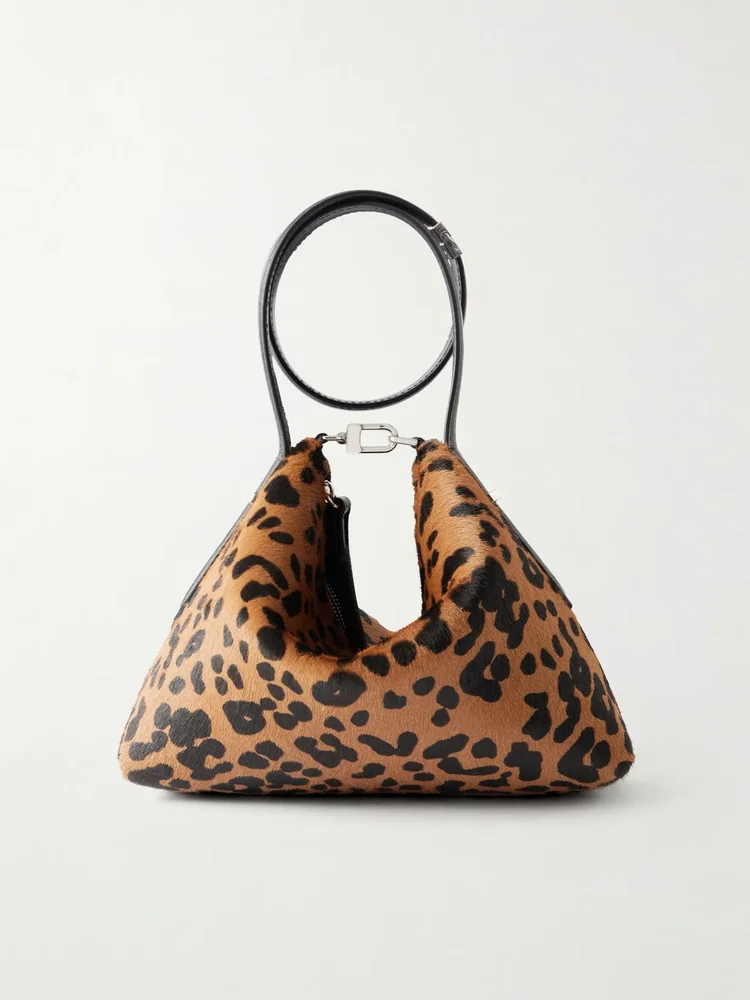 Lucky Wristlet Leather Trimmed Leopard Print Calf Hair Shoulder Bag