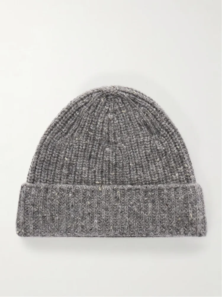 Ribbed cashmere beanie