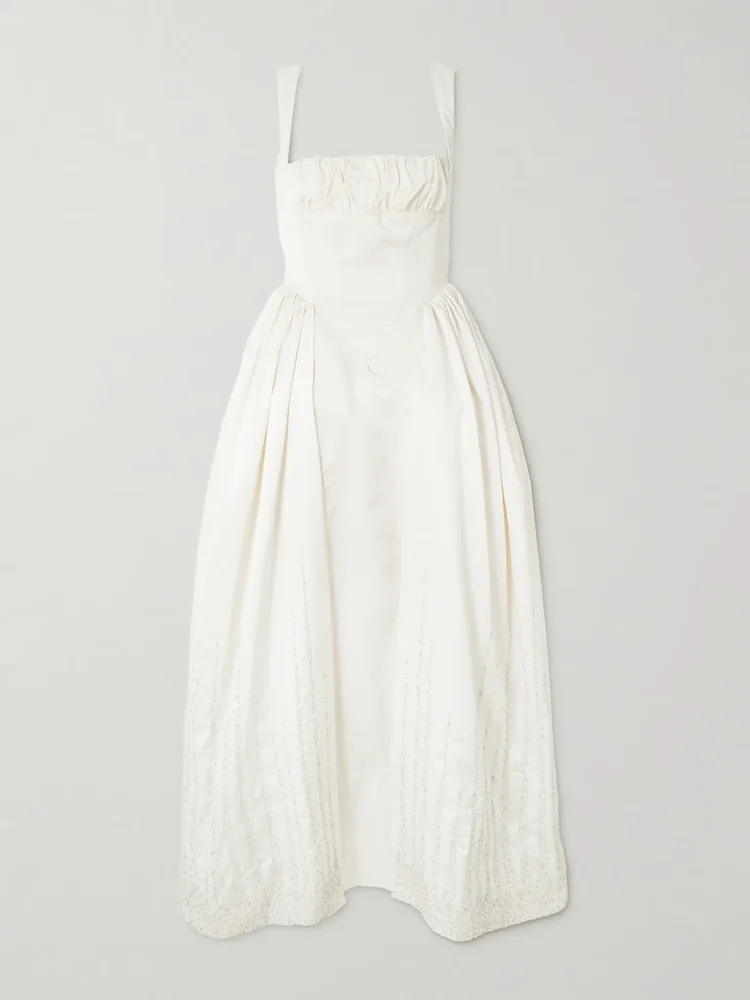 Sunbeam paneled embellished taffeta gown