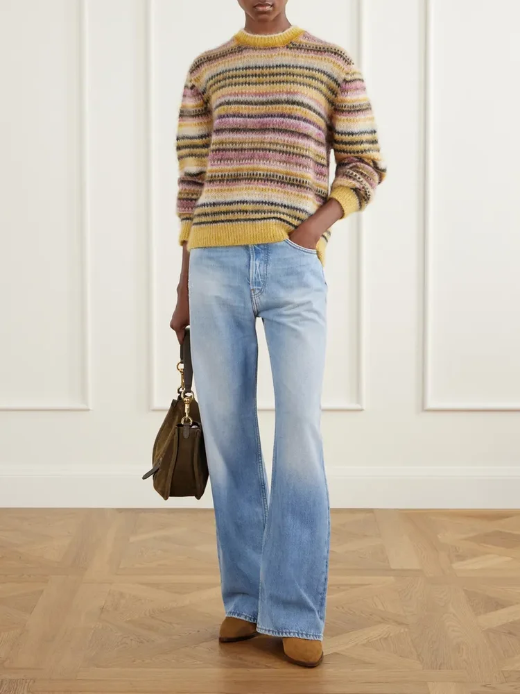Morine striped brushed mohair and wool-blend sweater