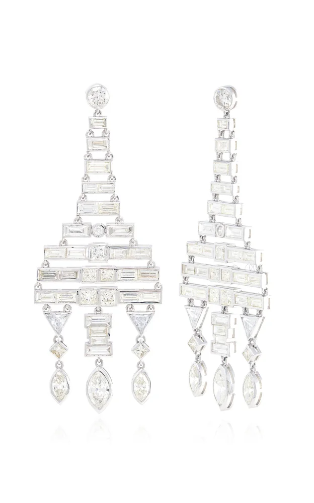 Deco 18K Yellow Gold Diamond Earrings