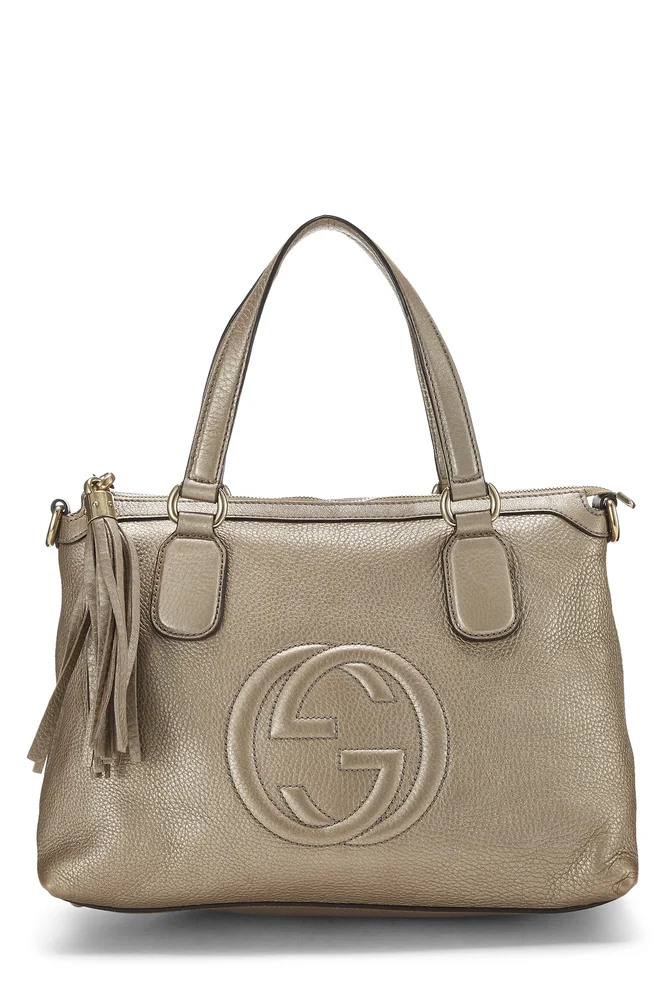 Gold Metallic Leather Soho Top Handle Tote